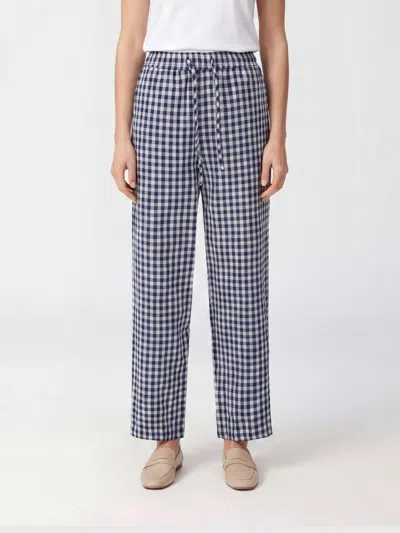 Dunst Checked Drawstring Trousers In Blue