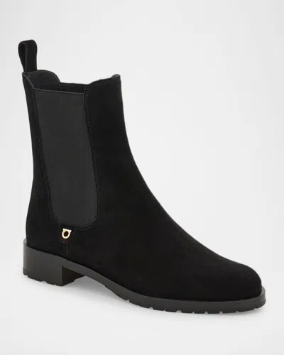 Ferragamo Briuli Suede Chelsea Boots In Black
