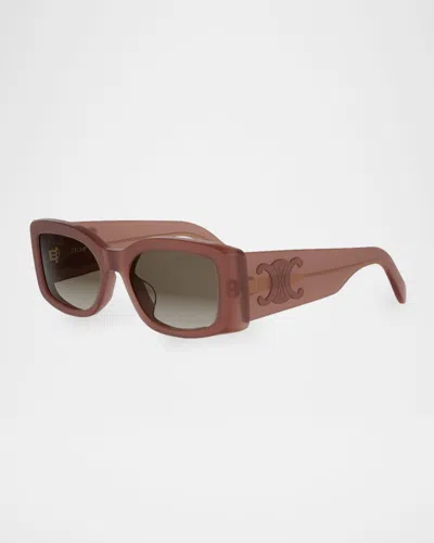 Celine Maxi Triomphe 53mm Gradient Rectangular Sunglasses In Brown