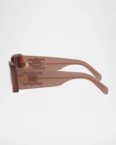 Celine Maxi Triomphe 53mm Gradient Rectangular Sunglasses In Brown