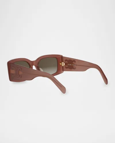 Celine Maxi Triomphe 53mm Gradient Rectangular Sunglasses In Brown