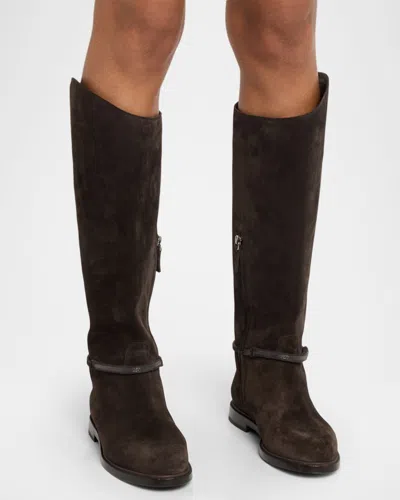 Brunello Cucinelli Black Solid Boots In Brown
