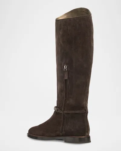 Brunello Cucinelli Black Solid Boots In Brown
