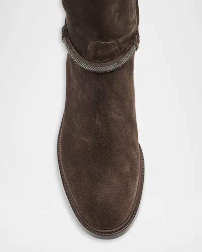 Brunello Cucinelli Black Solid Boots In Brown
