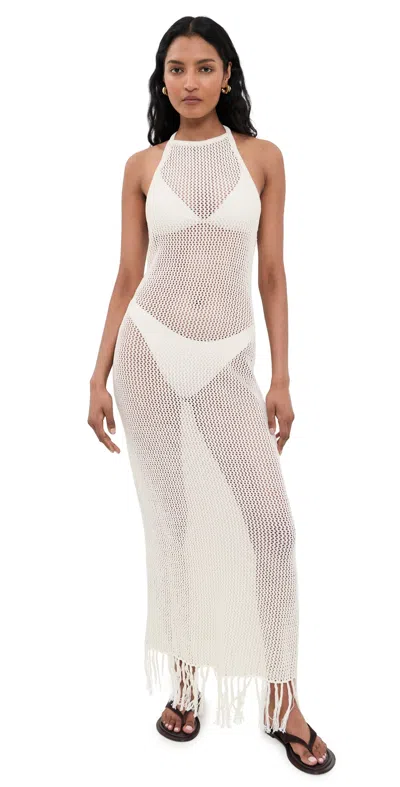 L*space Lspace Villa Nova Open Stitch Cotton Cover-up Tank Dress In Cream