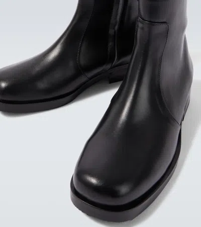 Studio Nicholson Square Leather Ankle Boots In Black