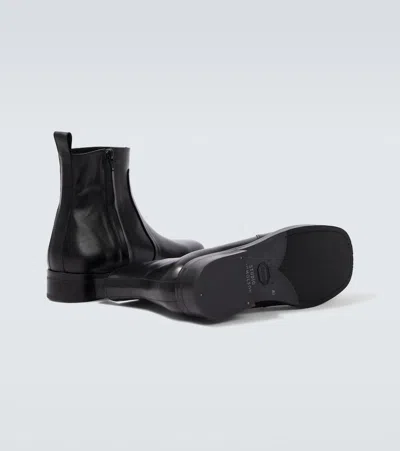 Studio Nicholson Square Leather Ankle Boots In Black