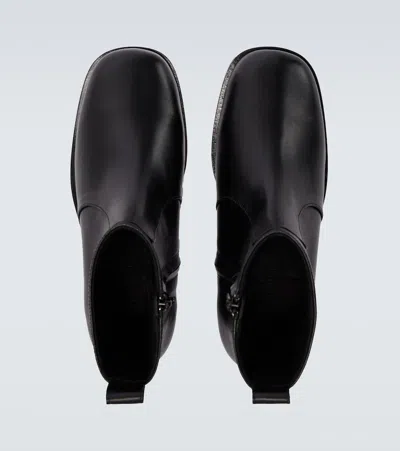 Studio Nicholson Square Leather Ankle Boots In Black