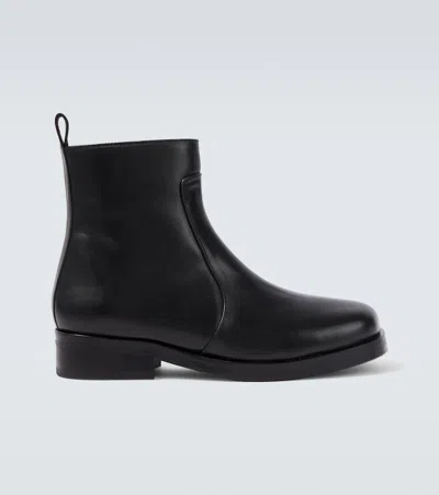 Studio Nicholson Square Leather Ankle Boots In Black