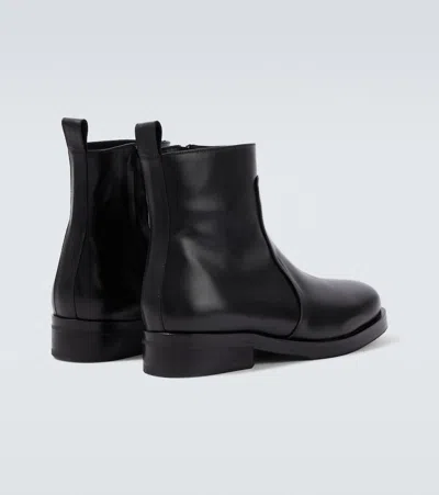 Studio Nicholson Square Leather Ankle Boots In Black