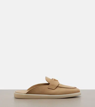 Prada Suede Mules In Brown