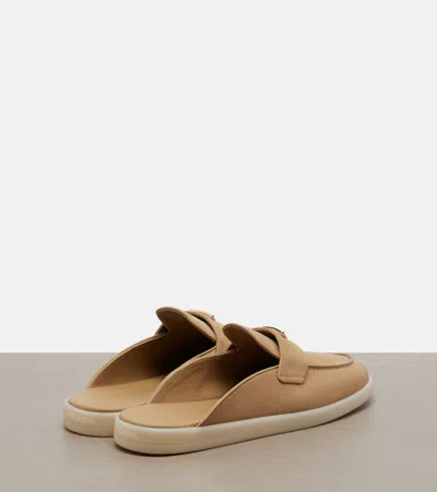 Prada Suede Mules In Brown