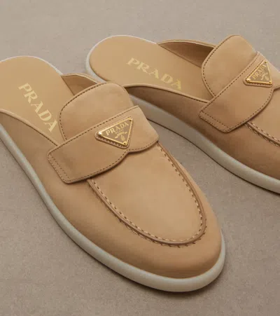 Prada Suede Mules In Brown