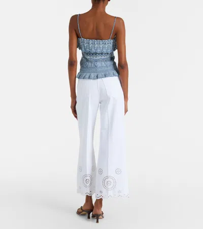 Frame The Eyelet Flare Embroidered Flared-leg Jeans In White