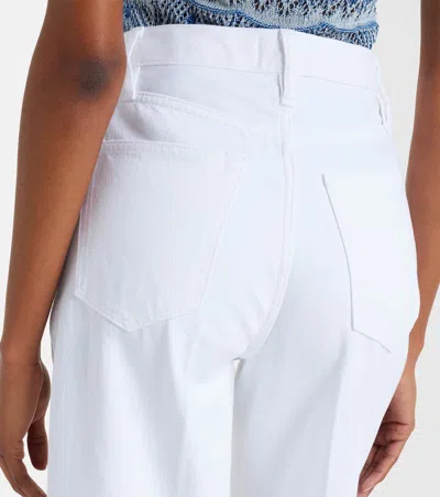 Frame The Eyelet Flare Embroidered Flared-leg Jeans In White