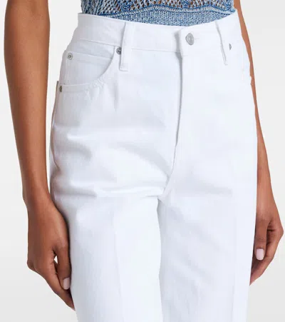 Frame The Eyelet Flare Embroidered Flared-leg Jeans In White