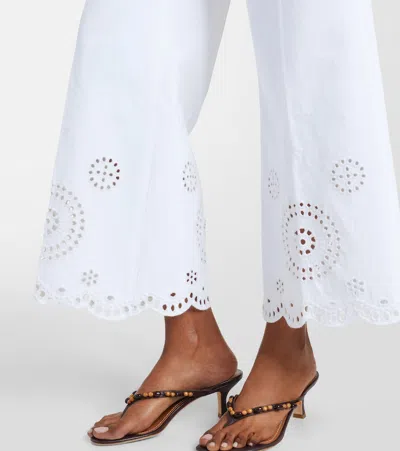 Frame The Eyelet Flare Embroidered Flared-leg Jeans In White