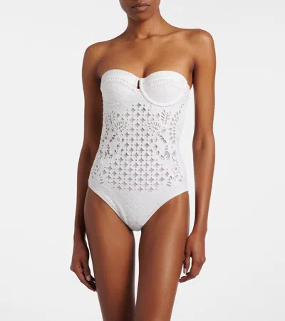 Zimmermann Indra Embroidery One-piece Swimsuit In Ivory In White