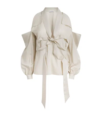 Acne Studios Bow-tie Open-shoulder Blouse In White