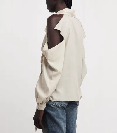 Acne Studios Bow-tie Open-shoulder Blouse In White