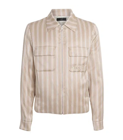 Amiri Stripe Logo Jacket In Brown