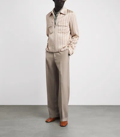 Amiri Stripe Logo Jacket In Brown