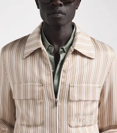 Amiri Stripe Logo Jacket In Brown