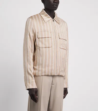 Amiri Stripe Logo Jacket In Brown