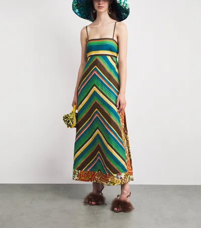 Alemais Charlie Day Midi Dress In Chevron Stripe Motif In Multi