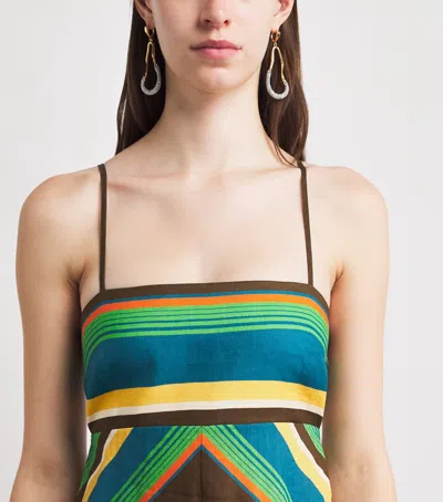 Alemais Charlie Day Midi Dress In Chevron Stripe Motif In Multi
