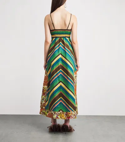 Alemais Charlie Day Midi Dress In Chevron Stripe Motif In Multi