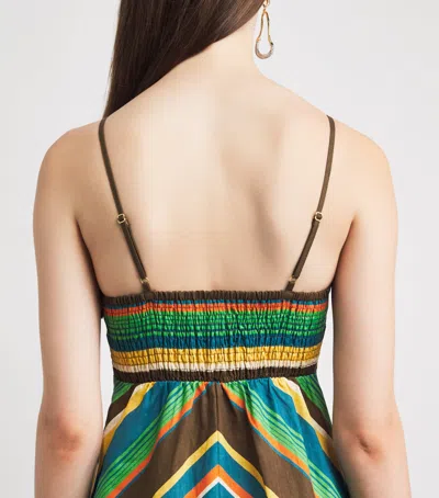 Alemais Charlie Day Midi Dress In Chevron Stripe Motif In Multi
