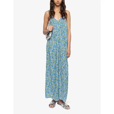 Zadig & Voltaire Womens Pear Ristym Printed Woven Maxi Dress In Blue