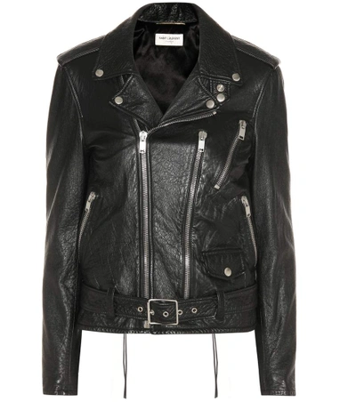Shop Saint Laurent Classic L01 Blood Luster Leather Jacket In Black
