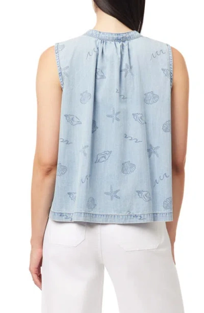 Kensie Easy Button Down Tank In Blue