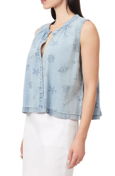 Kensie Easy Button Down Tank In Blue