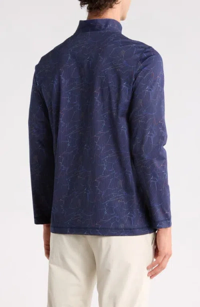 Bugatchi Rib Half Zip Pullover In Blue