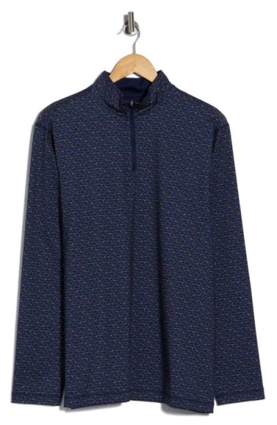 Bugatchi Half Zip Pullover In Blue