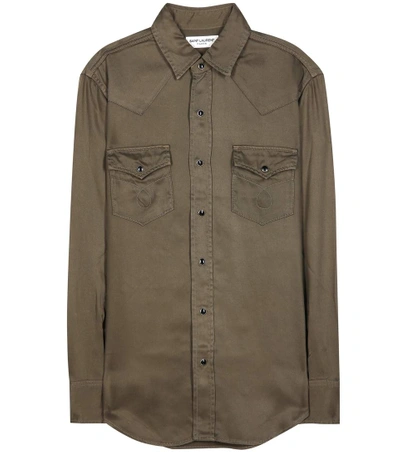 Shop Saint Laurent Military-inspired Shirt In Army Greee Garm Dyed