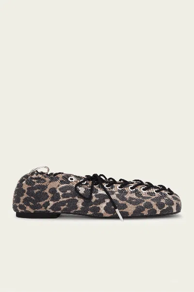 Ganni Ballet-inspired Lace-up Sandals With 0.7 Cm Heel In Black