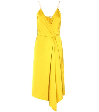 Shop Victoria Beckham Satin Dress In Yellow