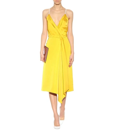 Shop Victoria Beckham Satin Dress In Yellow