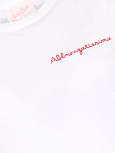 Mc2 Saint Barth Off White Solid Crew Neck T-shirt In White
