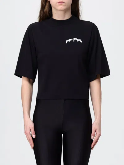Palm Angels Curved Logo Relaxed Fit Boxy T Shirt In Black