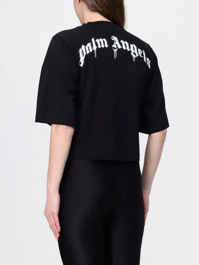 Palm Angels Curved Logo Relaxed Fit Boxy T Shirt In Black