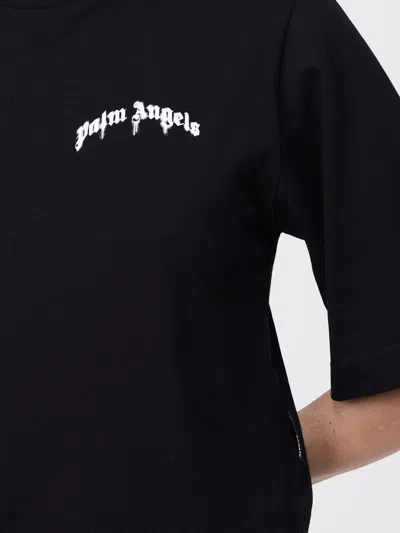 Palm Angels Curved Logo Relaxed Fit Boxy T Shirt In Black