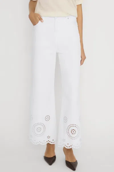 Frame The Eyelet Flare Embroidered Flared-leg Jeans In White