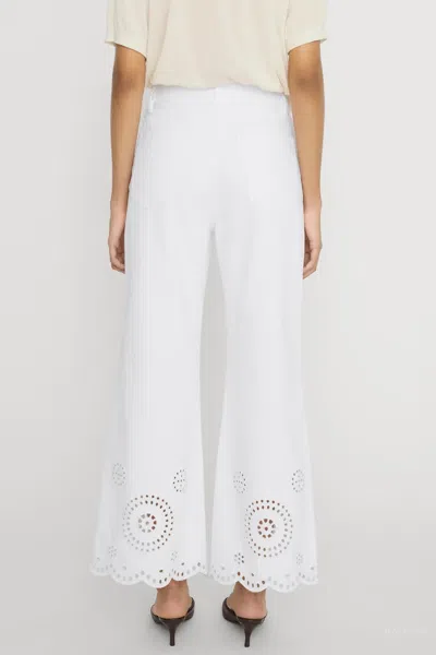 Frame The Eyelet Flare Embroidered Flared-leg Jeans In White