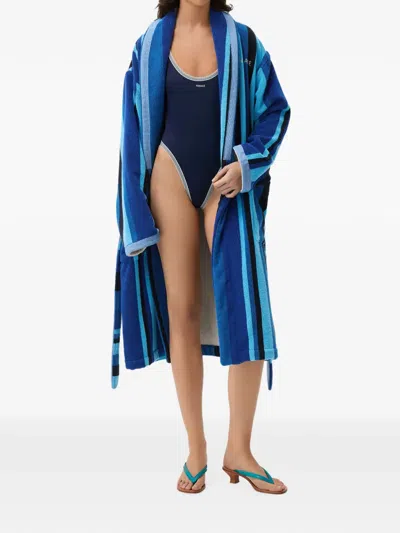 Versace Home Medusa Stripe-pattern Robe In Multi
