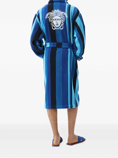 Versace Home Medusa Stripe-pattern Robe In Multi